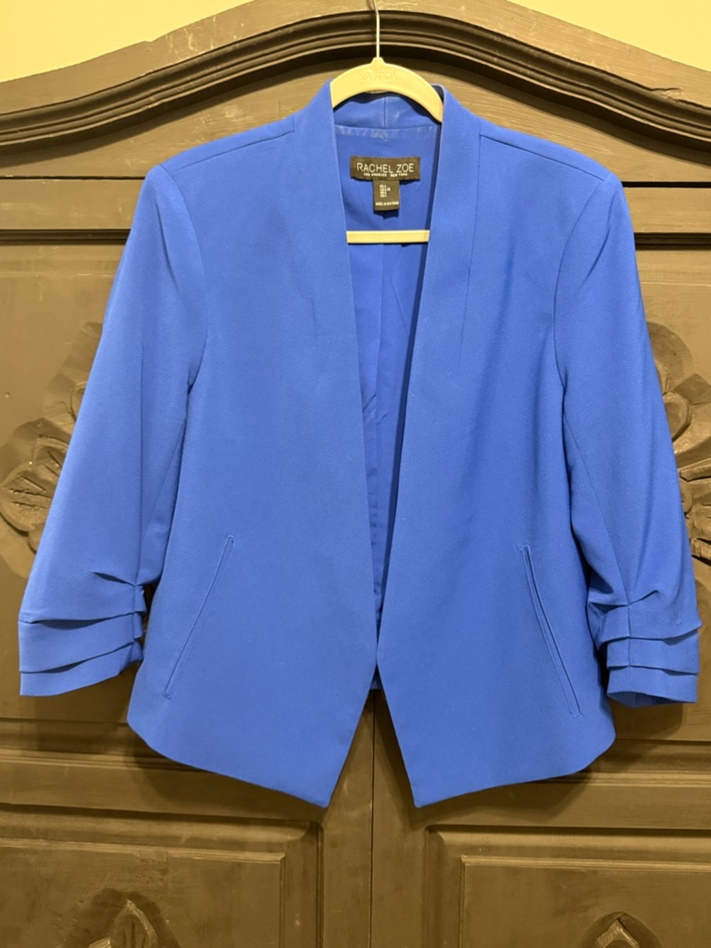 Rachel Zoe Royal Blue Open-Front Blazer with Tiered Three-Quarter Sleeves